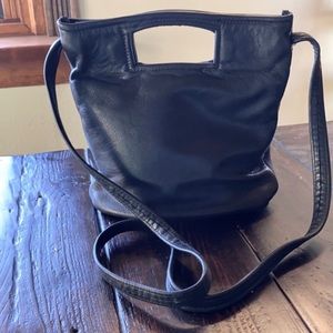Artisan Handcrafted Black Leather Crossbody Purse/Bag - EUC